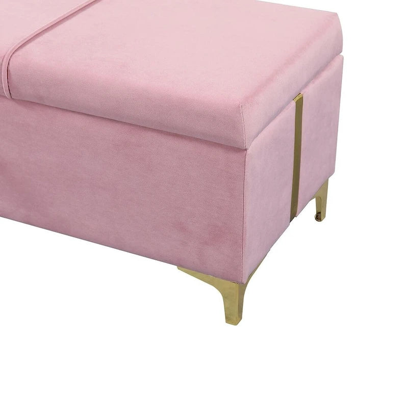 47.20" Tufted Upholstered Storage Ottoman Bench with Fully Assembled Metal Legs