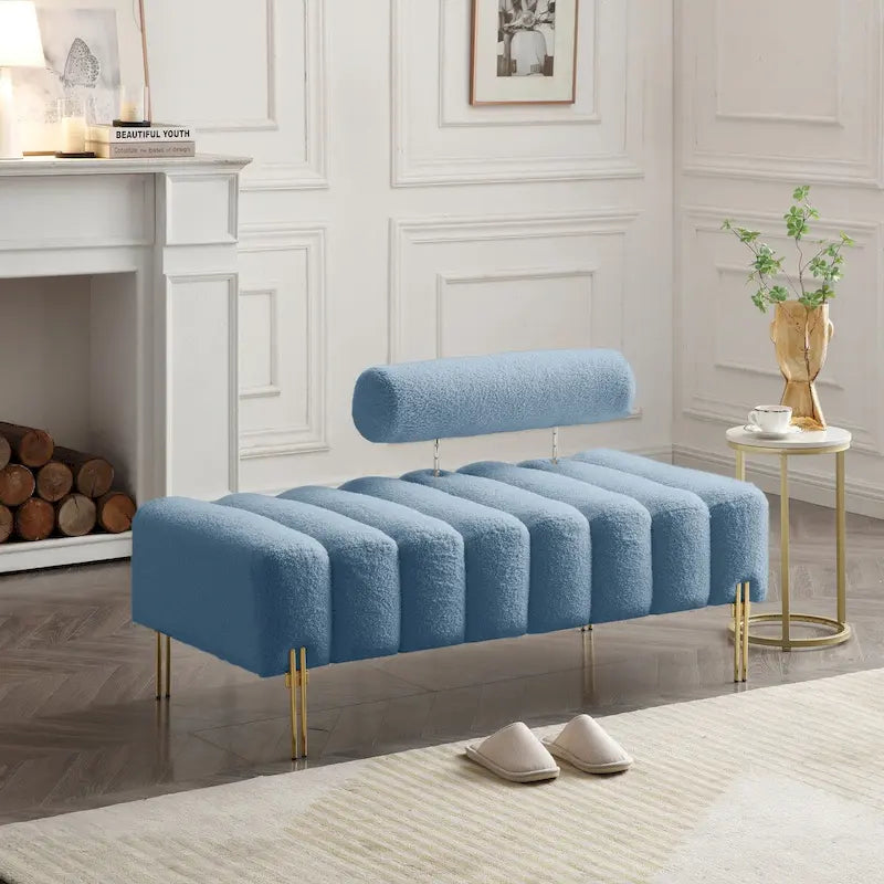 53.2" Modern End of Bed Bench Fabric Upholstered 2-Seater Entryway Ottoman