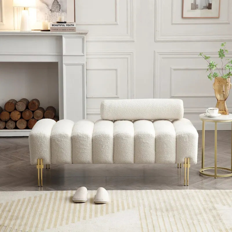 53.2" Modern End of Bed Bench Fabric Upholstered 2-Seater Entryway Ottoman