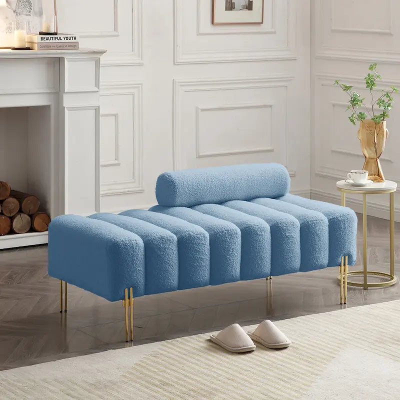 53.2" Modern End of Bed Bench Fabric Upholstered 2-Seater Entryway Ottoman