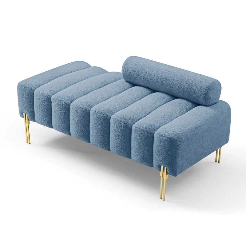 53.2" Modern End of Bed Bench Fabric Upholstered 2-Seater Entryway Ottoman