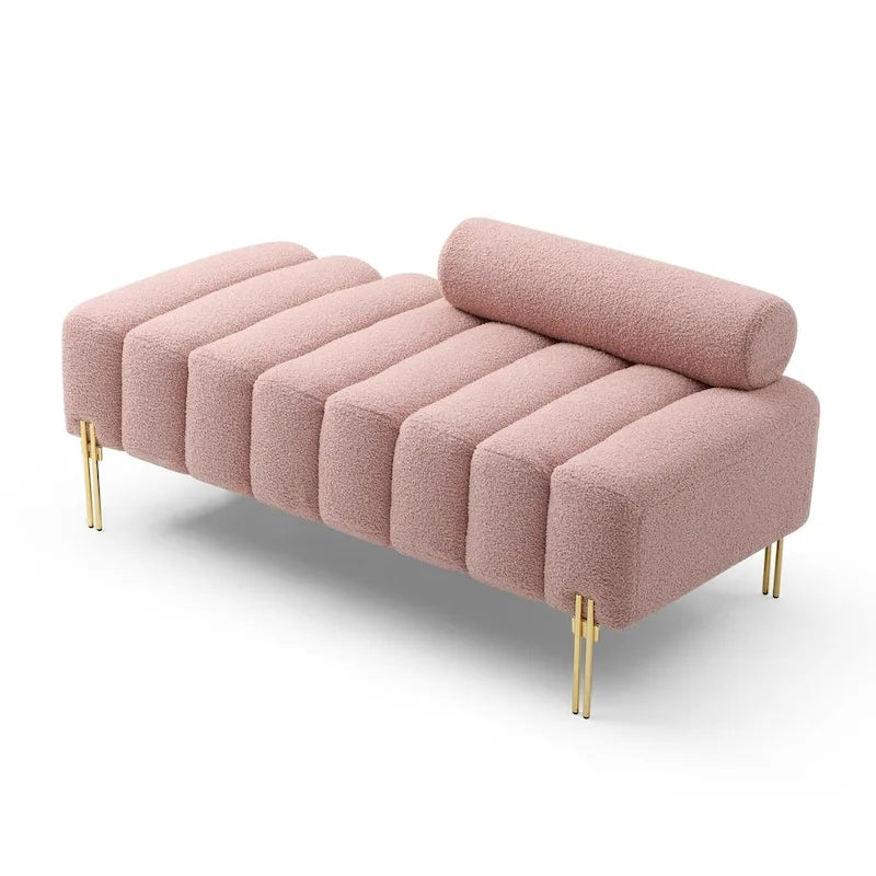 53.2" Modern End of Bed Bench Fabric Upholstered 2-Seater Entryway Ottoman