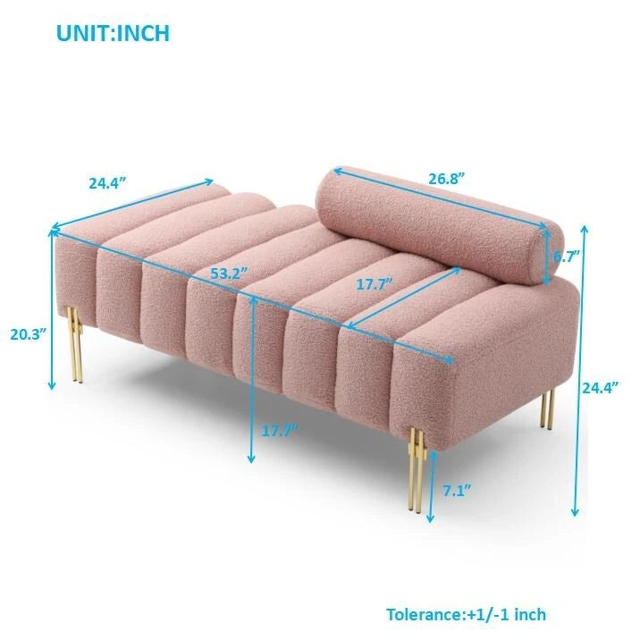 53.2" Modern End of Bed Bench Fabric Upholstered 2-Seater Entryway Ottoman