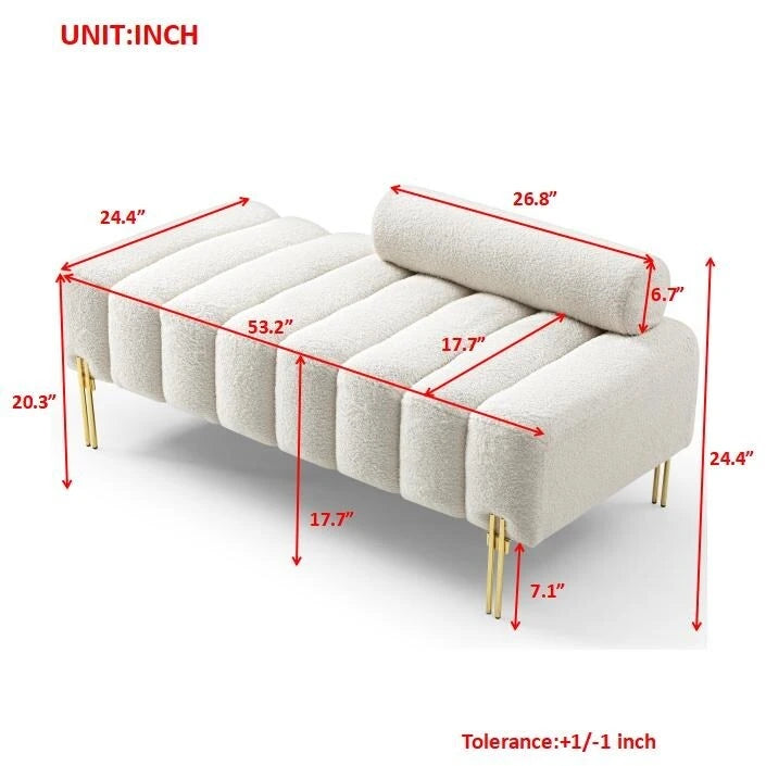 53.2" Modern End of Bed Bench Fabric Upholstered 2-Seater Entryway Ottoman
