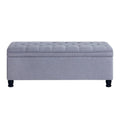 Upholstered Tufted Button Storage Bench with Spindle Wooden Legs