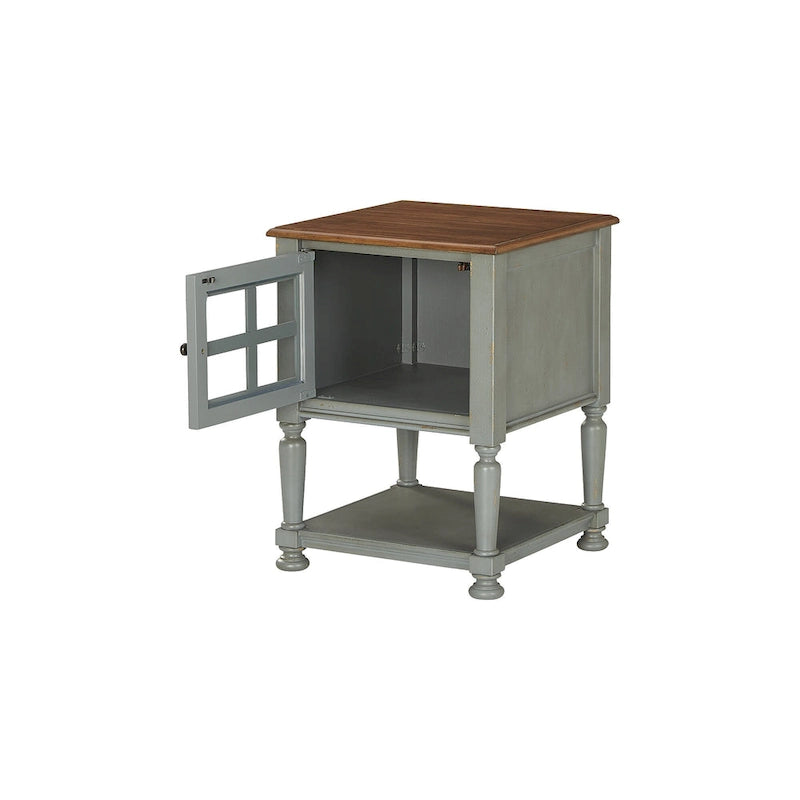 Casual Accent Cabinet with Lattice Door and Open Shelf