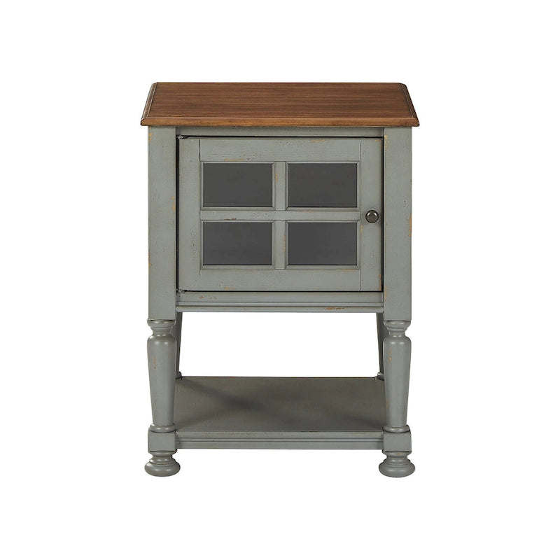 Casual Accent Cabinet with Lattice Door and Open Shelf