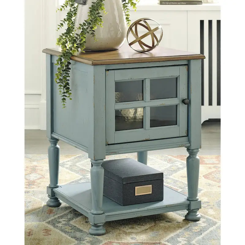 Casual Accent Cabinet with Lattice Door and Open Shelf