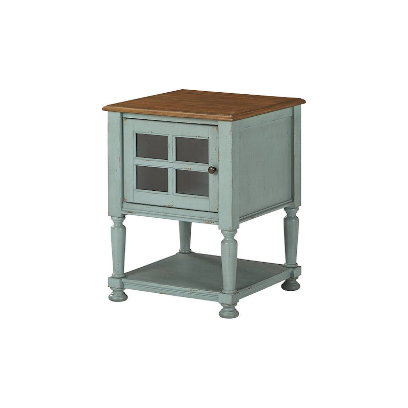 Casual Accent Cabinet with Lattice Door and Open Shelf