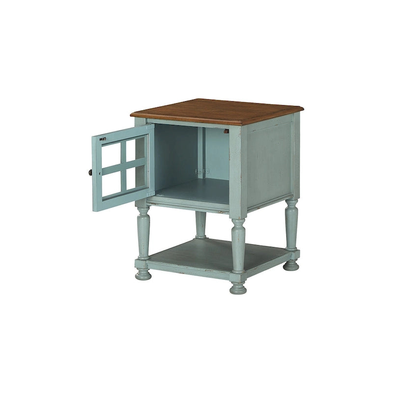 Casual Accent Cabinet with Lattice Door and Open Shelf