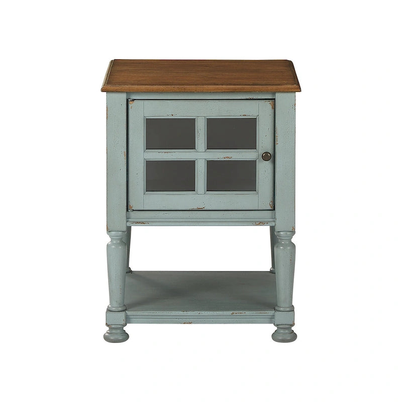 Casual Accent Cabinet with Lattice Door and Open Shelf
