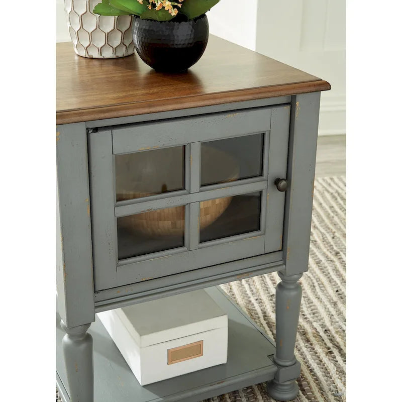 Casual Accent Cabinet with Lattice Door and Open Shelf