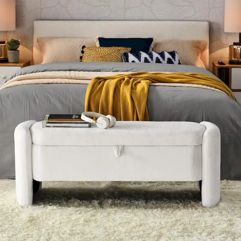 Storage Bench with Large Storage Space and Flip-Up Lid for Entryway