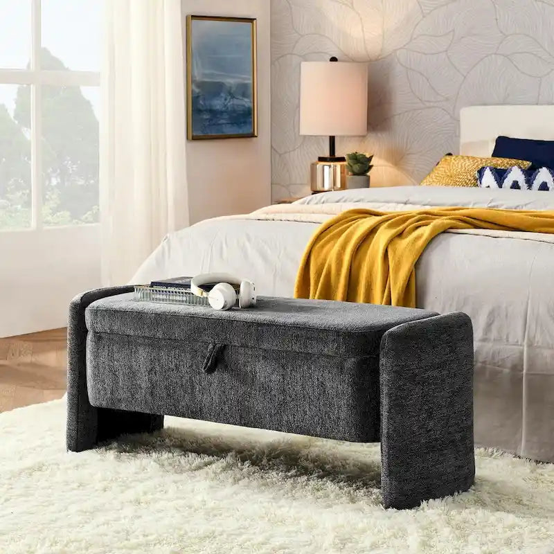 Storage Bench with Large Storage Space and Flip-Up Lid for Entryway