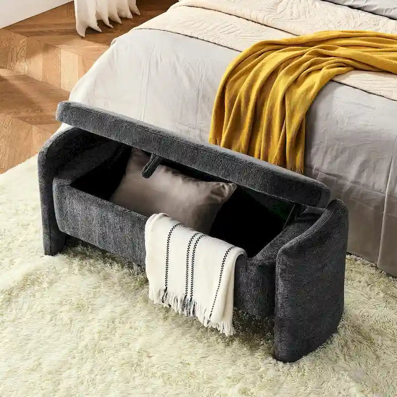 Storage Bench with Large Storage Space and Flip-Up Lid for Entryway
