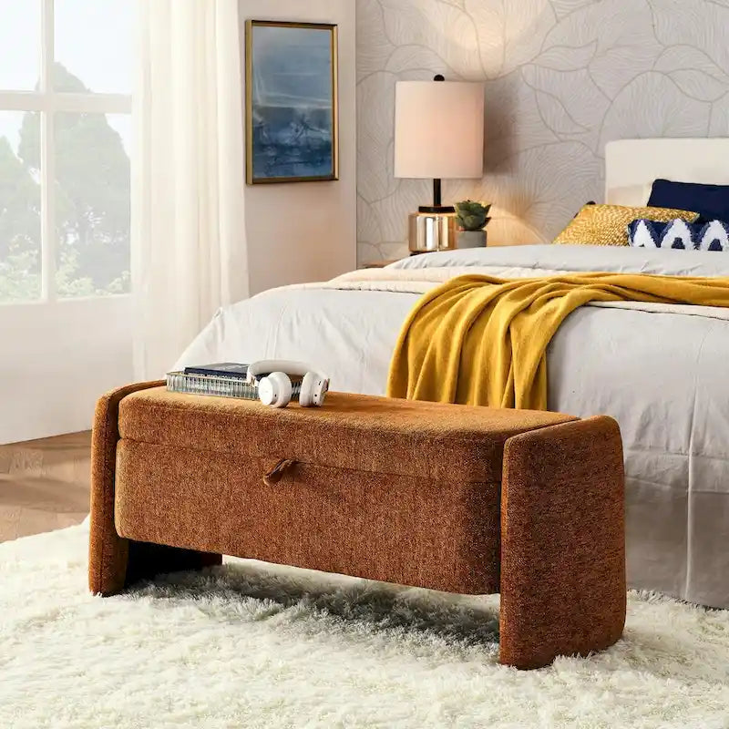 Storage Bench with Large Storage Space and Flip-Up Lid for Entryway