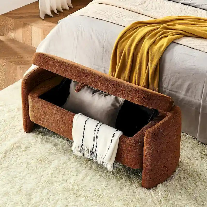 Storage Bench with Large Storage Space and Flip-Up Lid for Entryway