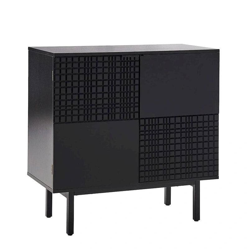 Modern 30-Inch Tall 2-Door Accent Storage Cabinet with Adjustable Metal Legs