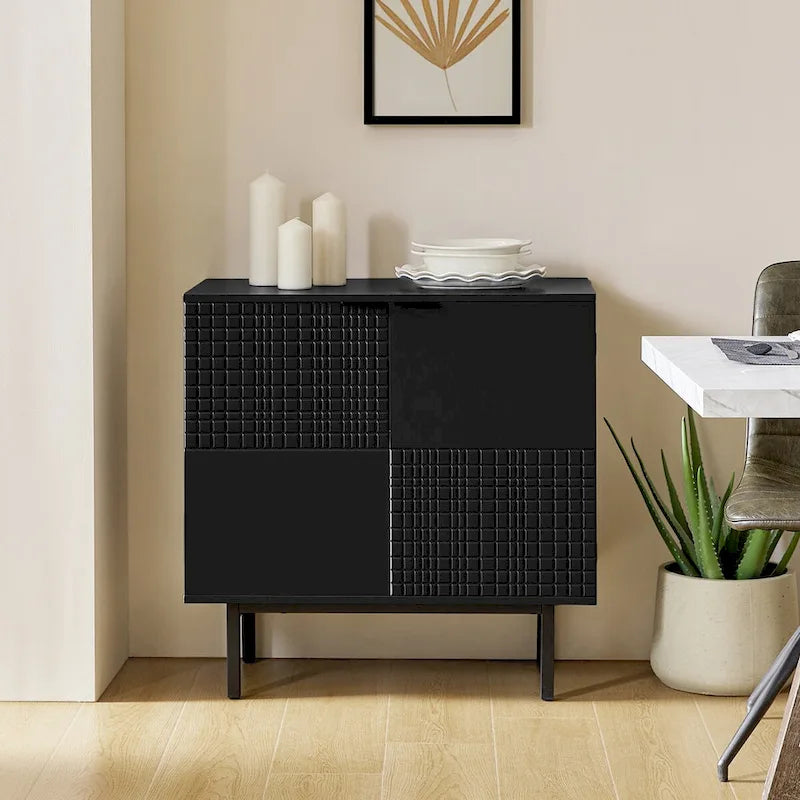 Moderner 30-Inch-hoher Akzent-Aufbewahrungsschrank mit 2 Türen und verstellbaren Metallbeinen