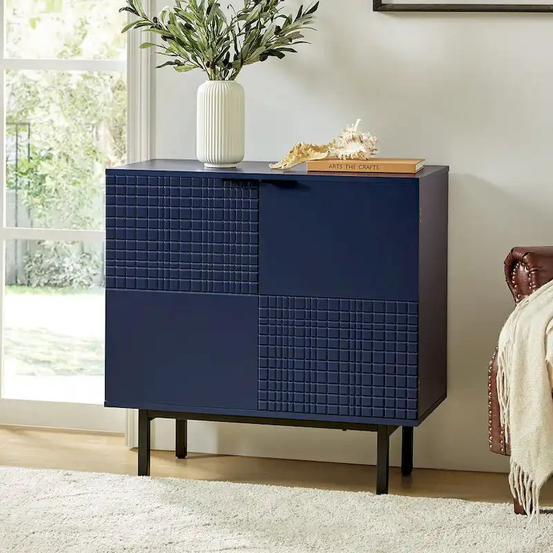 Moderner 30-Inch-hoher Akzent-Aufbewahrungsschrank mit 2 Türen und verstellbaren Metallbeinen