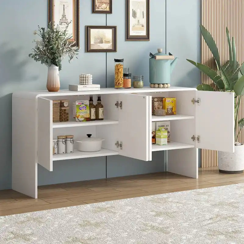 60 Large Storage Cabinet Minimalist Space with 4 Doors Buffet Sideboard