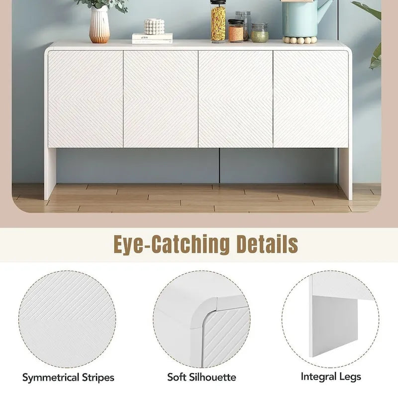 60 Large Storage Cabinet Minimalist Space with 4 Doors Buffet Sideboard