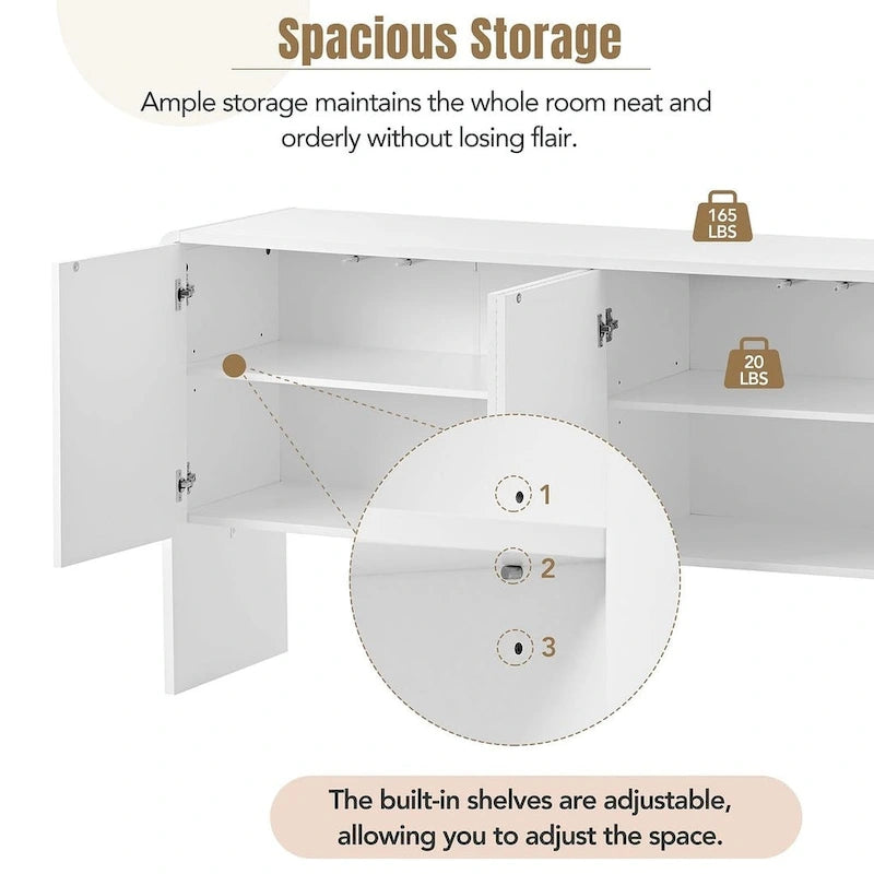 60 Large Storage Cabinet Minimalist Space with 4 Doors Buffet Sideboard