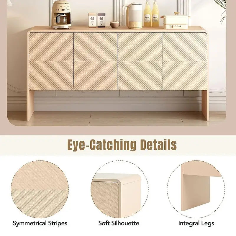 60 Large Storage Cabinet Minimalist Space with 4 Doors Buffet Sideboard