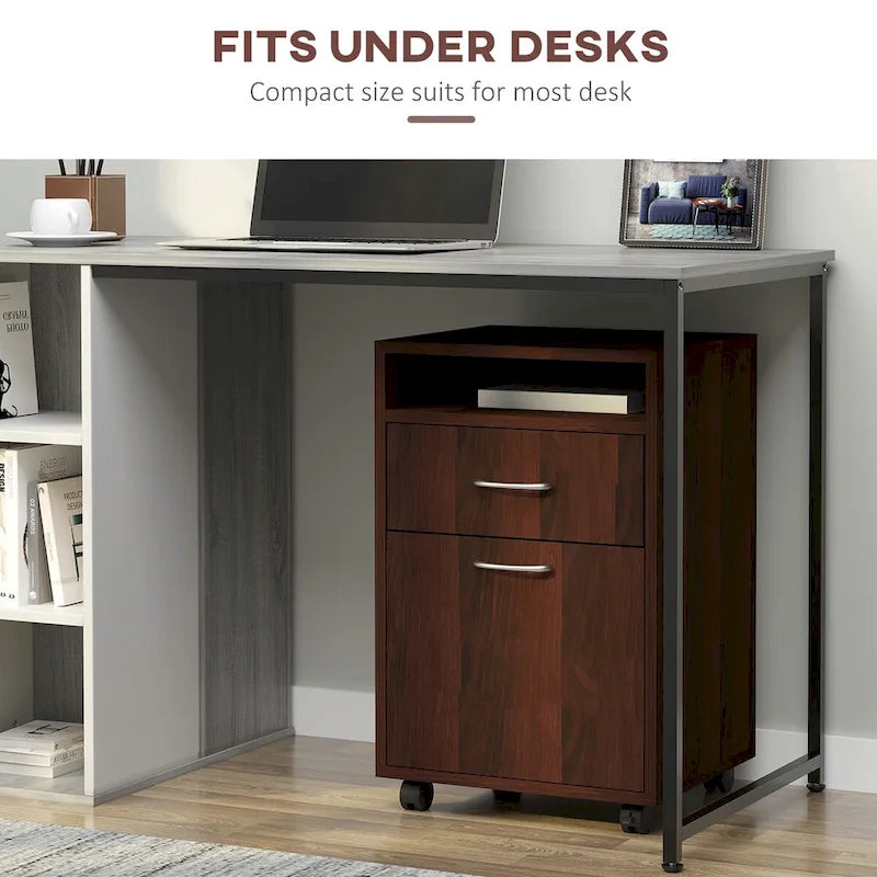 Modern Mobile Storage Cabinet with 1 Drawer and 1 Cabinet, Printer Stand with Castors