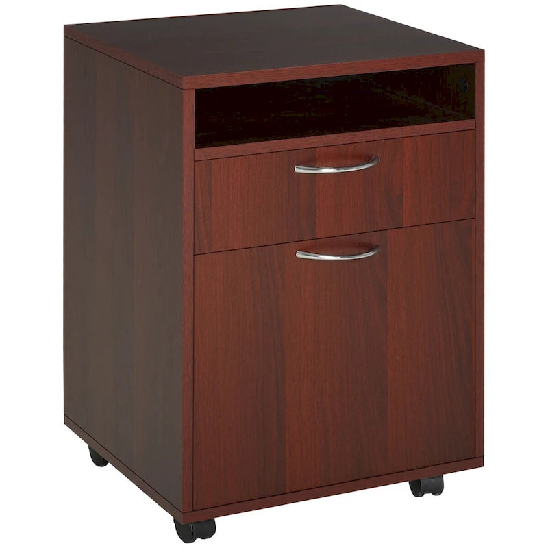 Modern Mobile Storage Cabinet with 1 Drawer and 1 Cabinet, Printer Stand with Castors