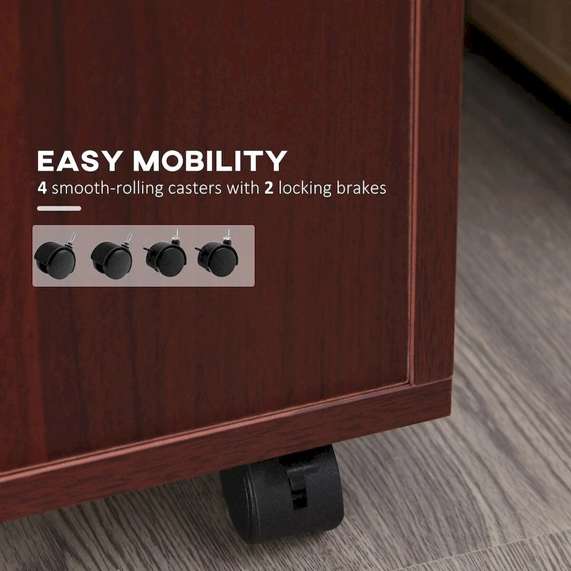 Modern Mobile Storage Cabinet with 1 Drawer and 1 Cabinet, Printer Stand with Castors