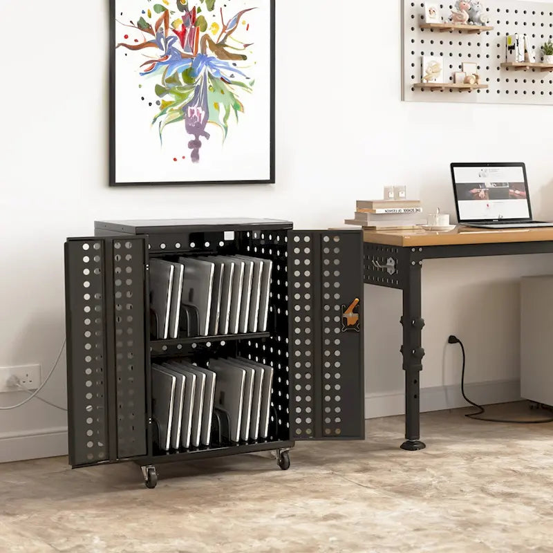 Metal Charging Cabinet with Lock and Ventilation Doors