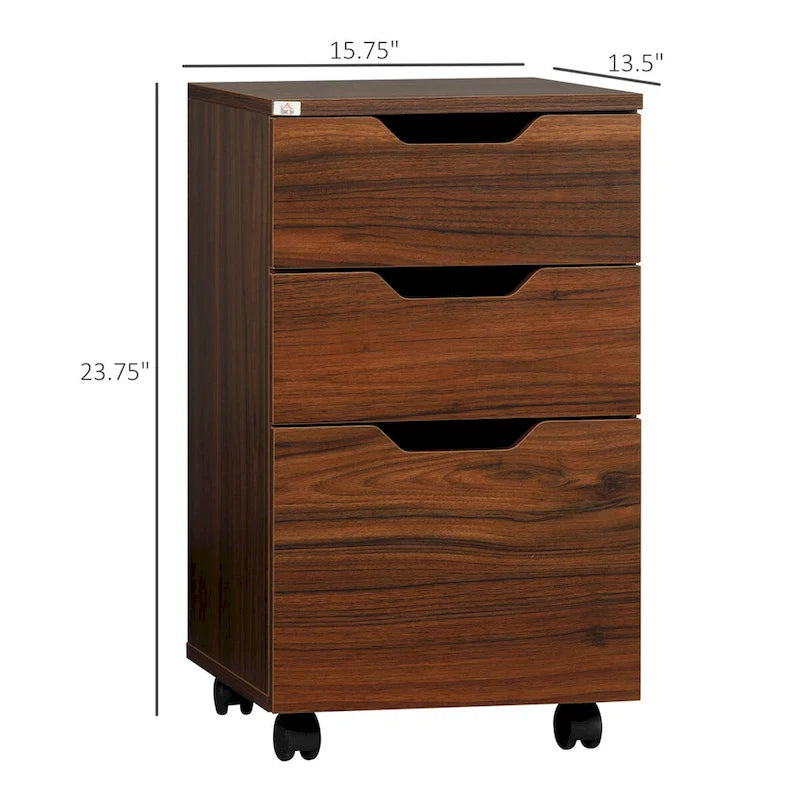3-Drawer Office Storage Cabinet Under Desk with Locking Wheels