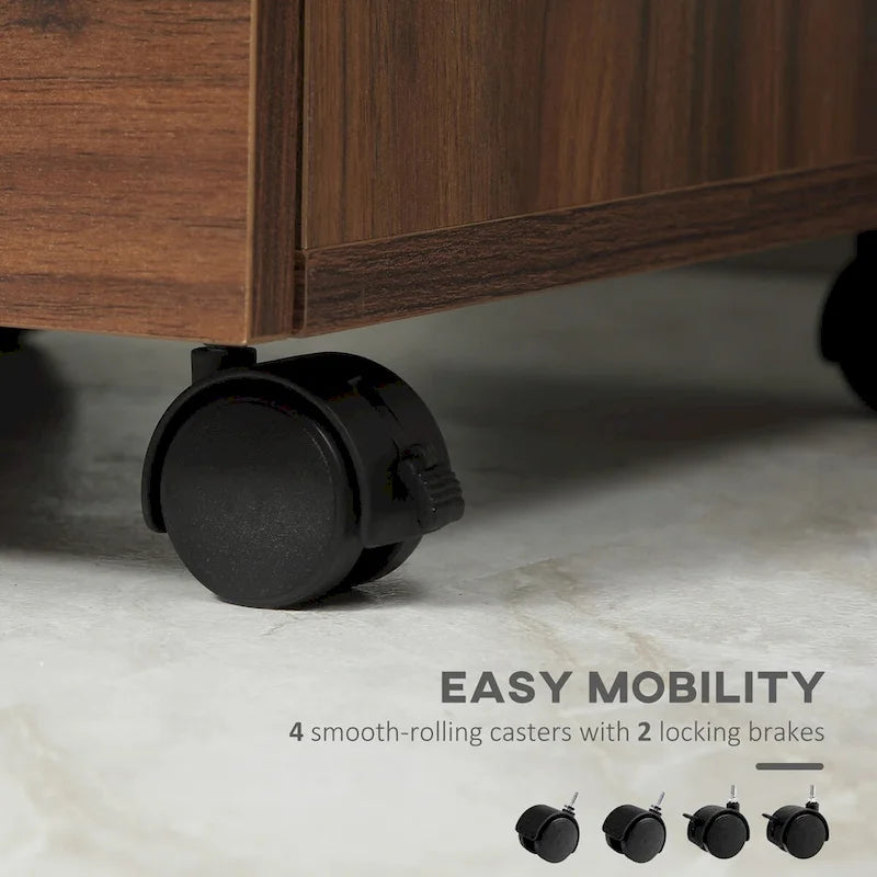 3-Drawer Office Storage Cabinet Under Desk with Locking Wheels