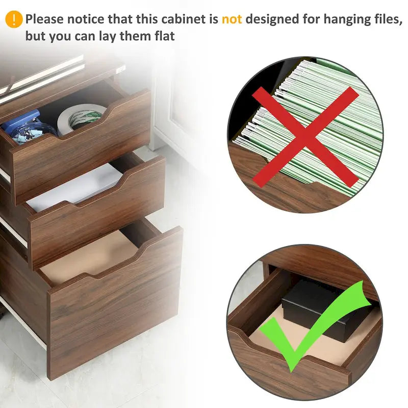3-Drawer Office Storage Cabinet Under Desk with Locking Wheels