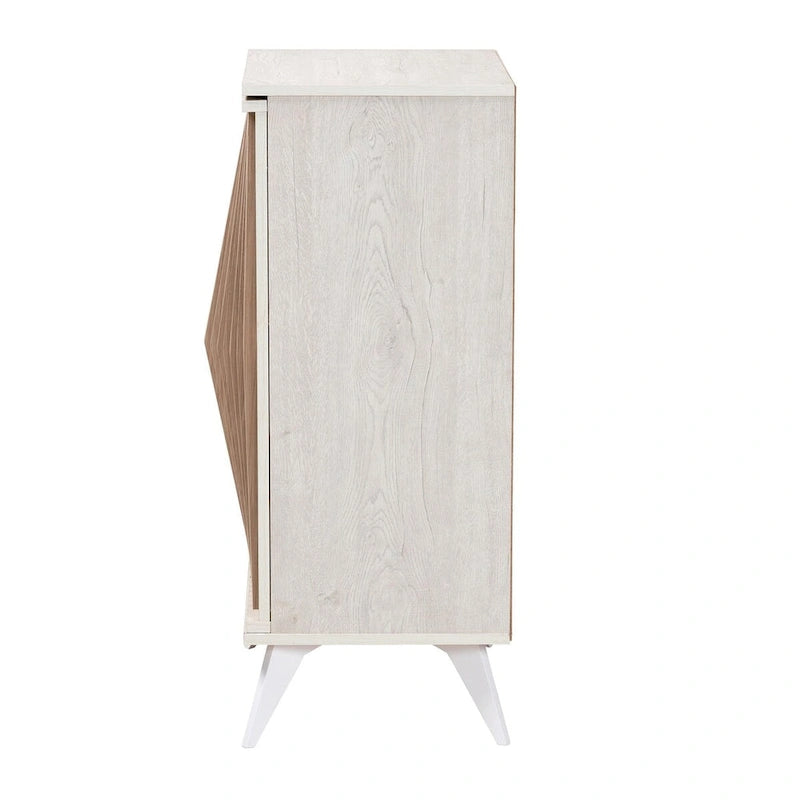Mid-Century Modern Transitional Light Grey and Brown Wood 2-Door Storage Cabinet