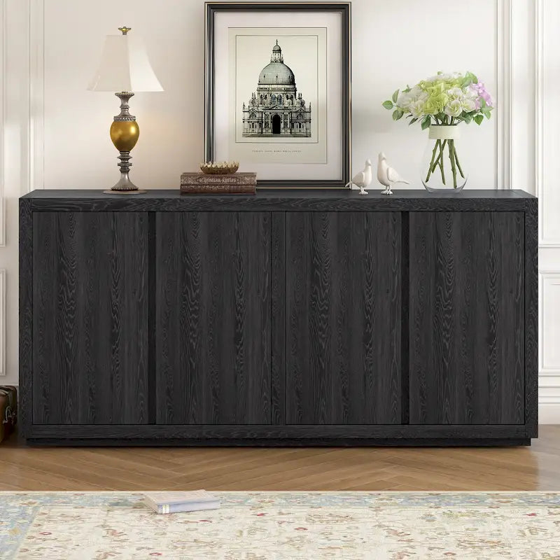 Four-Door Cabinet Sideboard with Ash Veneer Storage