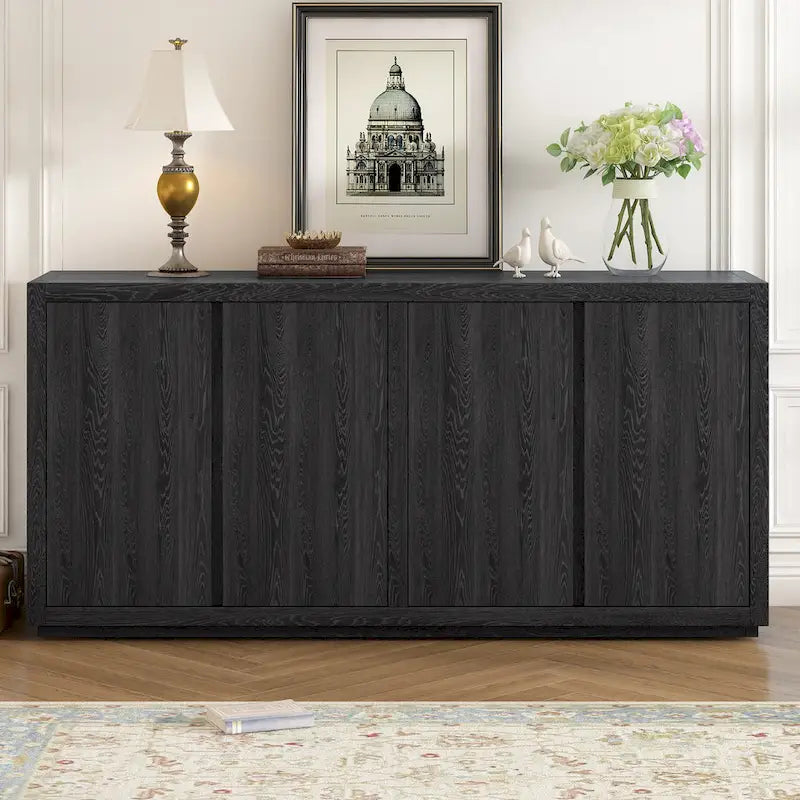 Four-Door Cabinet Sideboard with Ash Veneer Storage