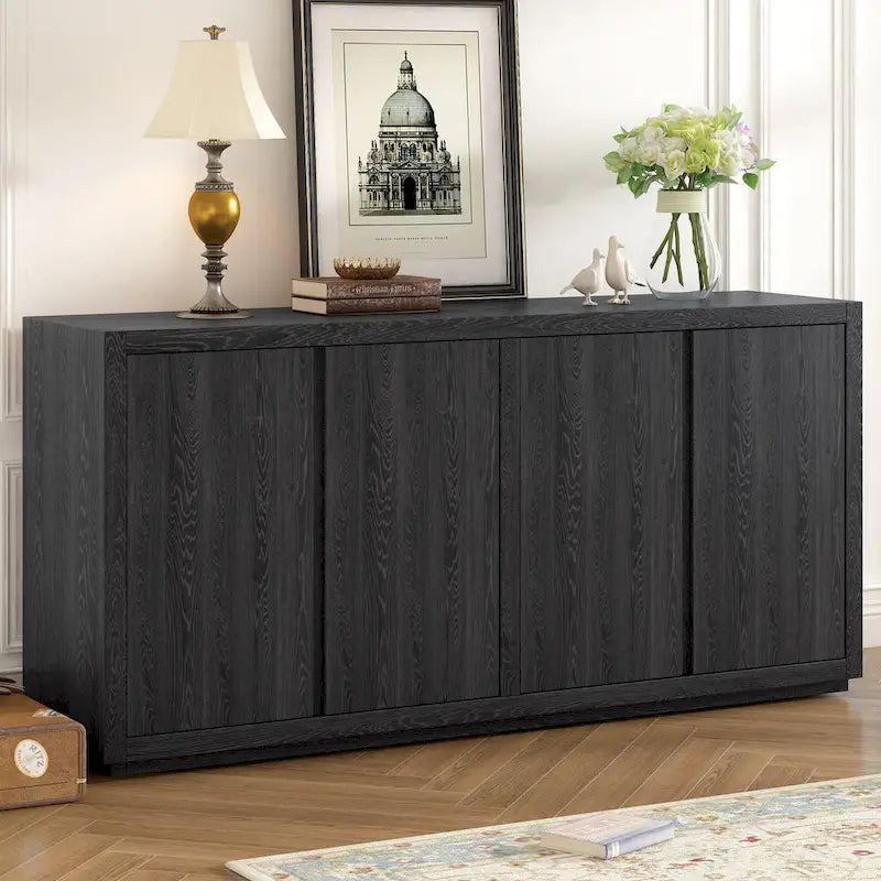 Four-Door Cabinet Sideboard with Ash Veneer Storage