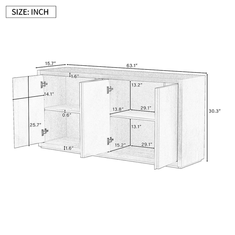 Four-Door Cabinet Sideboard with Ash Veneer Storage