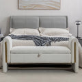 Velvet Storage Bench With Gold Metal Trim for Bedroom and Living Room