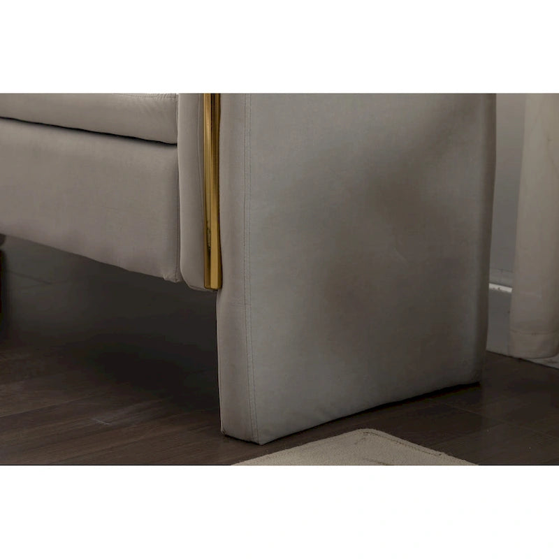 Velvet Storage Bench With Gold Metal Trim for Bedroom and Living Room
