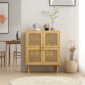 4-Door Rattan Mesh Storage Cabinet with 8 Shelves Modern Style