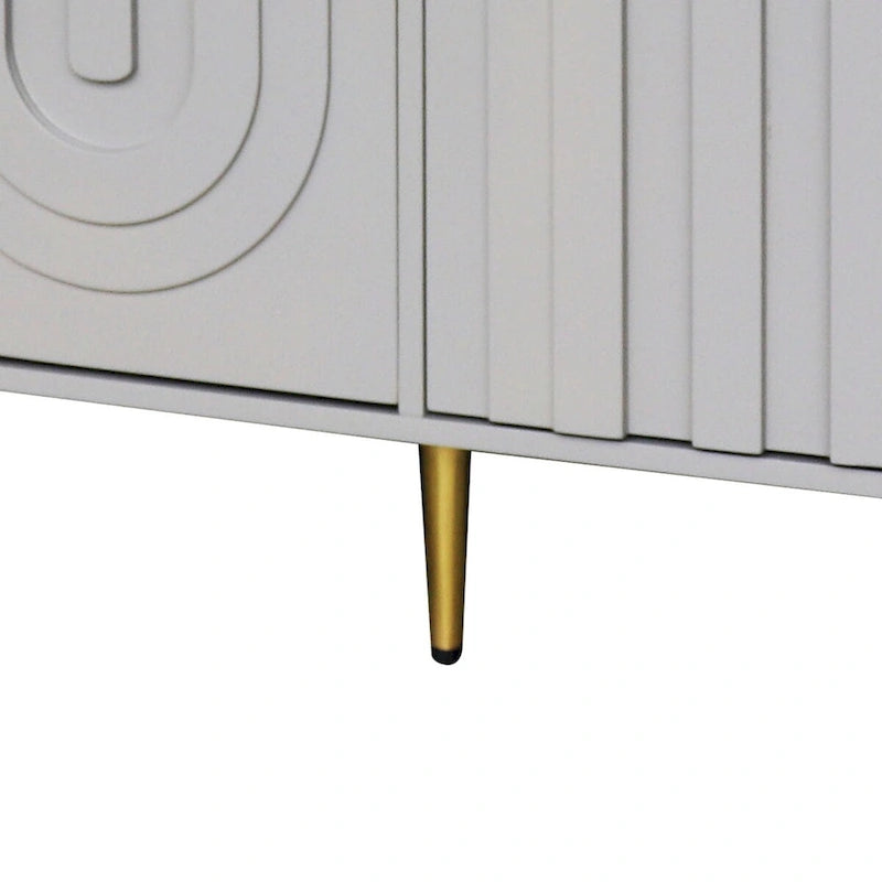 Modern Freestanding Wooden Storage Sideboard with a Center Support Leg
