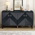 4-Door Geometric Pattern Cabinet with Round Handles for Hallway Entryway Living Room