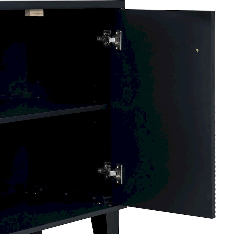4-Door Geometric Pattern Cabinet with Round Handles for Hallway Entryway Living Room