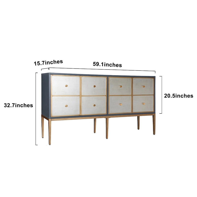 4-Door Vintage Mid-Century Modern Accent Cabinet Sideboard Buffet with Multi-Compartment Storage - 59.1 Inches