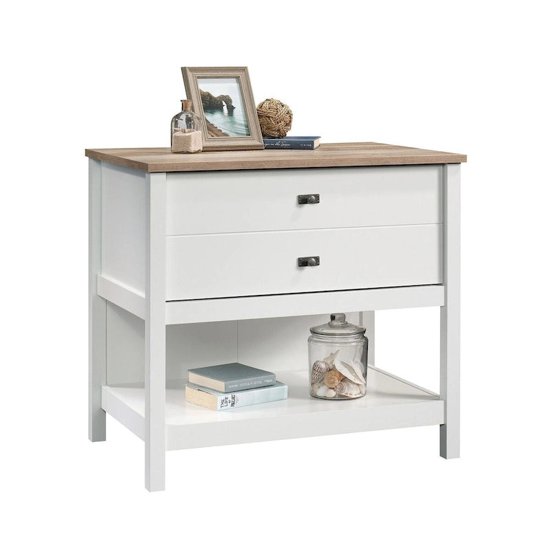 1-Drawer Lateral File Cabinet with Open Shelf and Full Extension Slides