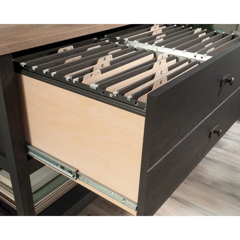 Seitlicher Aktenschrank mit 1 Schublade, offenem Fach und Vollauszügen