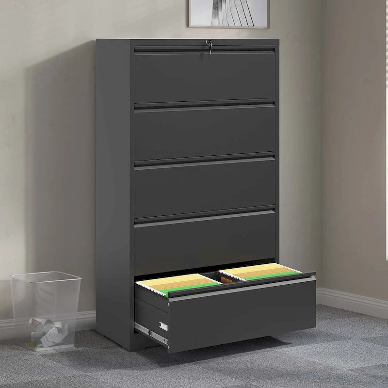 5-Drawer Steel Lateral File Cabinet with Lock for Home Office